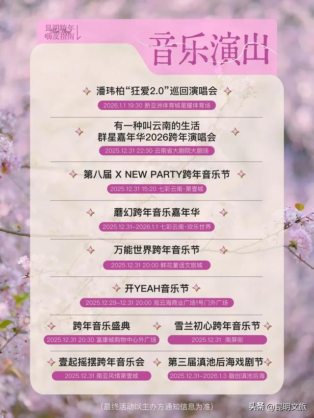 明星集结!音浪强劲!狂欢来袭!在昆明,去哪跨年?去哪嗨皮?请看指路牌→