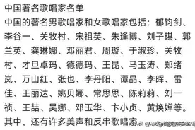 终于有人把中国著名歌唱家名单一览表，整理出来了，收藏起来看看图片