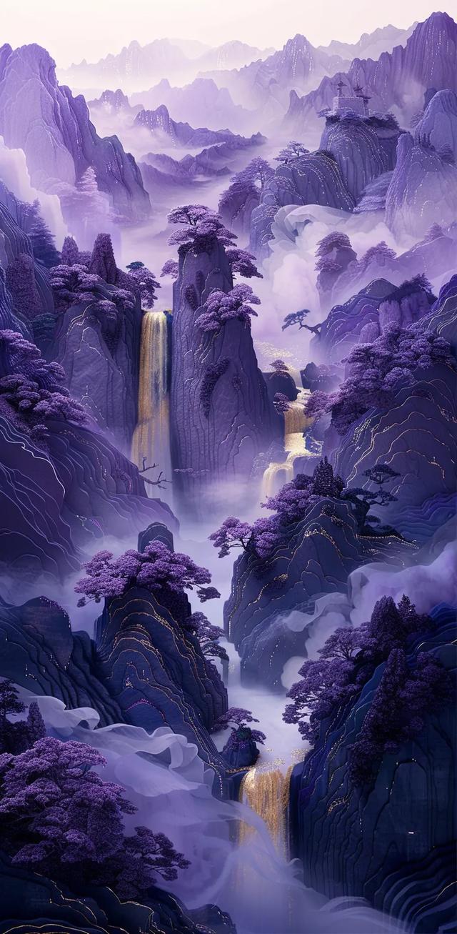 紫色山川湖海壁纸｜和舒服的人在一起 连沉默都是快乐的
