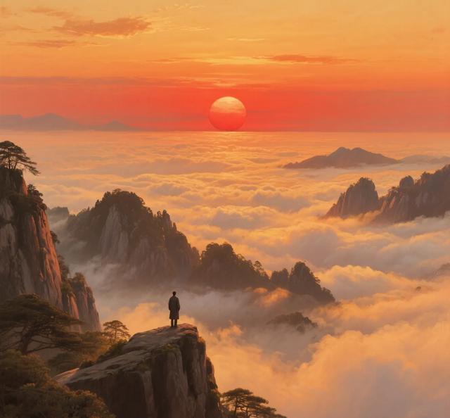 日落的黄山,美得像诗一样!