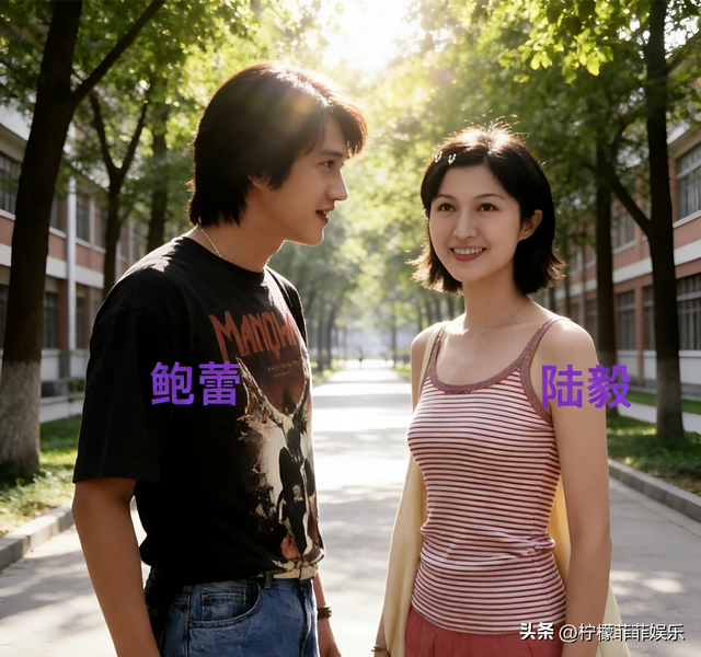 这是1995年 19岁的陆毅和19岁的鲍蕾刚刚进入上戏游玩时 ，几张合影