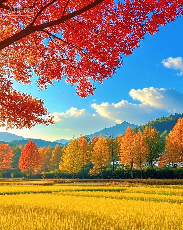 金稻铺野，彩林尽染的秋日盛景