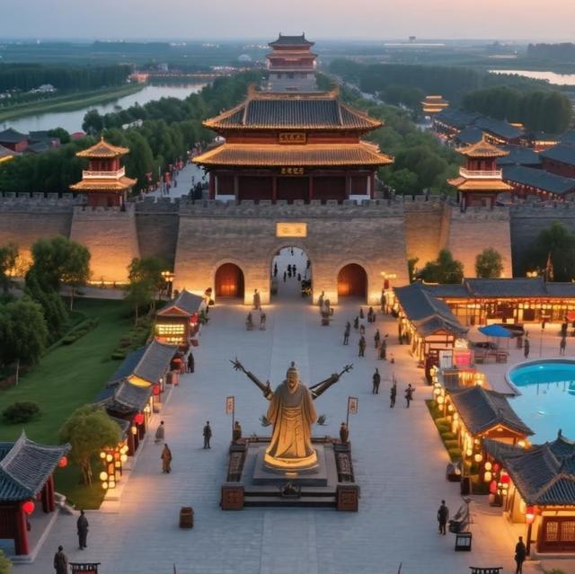 我是上海人，逛旅游景点孙武古城，夜有打铁花还有篝火晚会