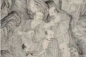 清 石涛《五百罗汉图》四屏敬赏图片