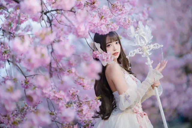 白丝洛丽塔少女樱花写真