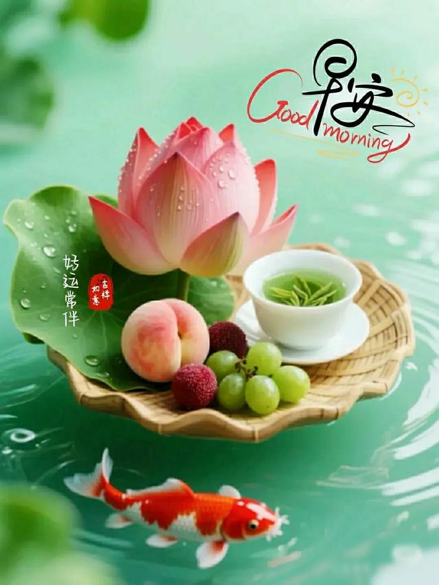 早上好早安祝福美图/静观天边云卷云舒，笑看庭前花开花落