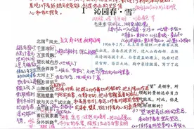 九年级上册语文，1沁园春·雪，课文笔记图片