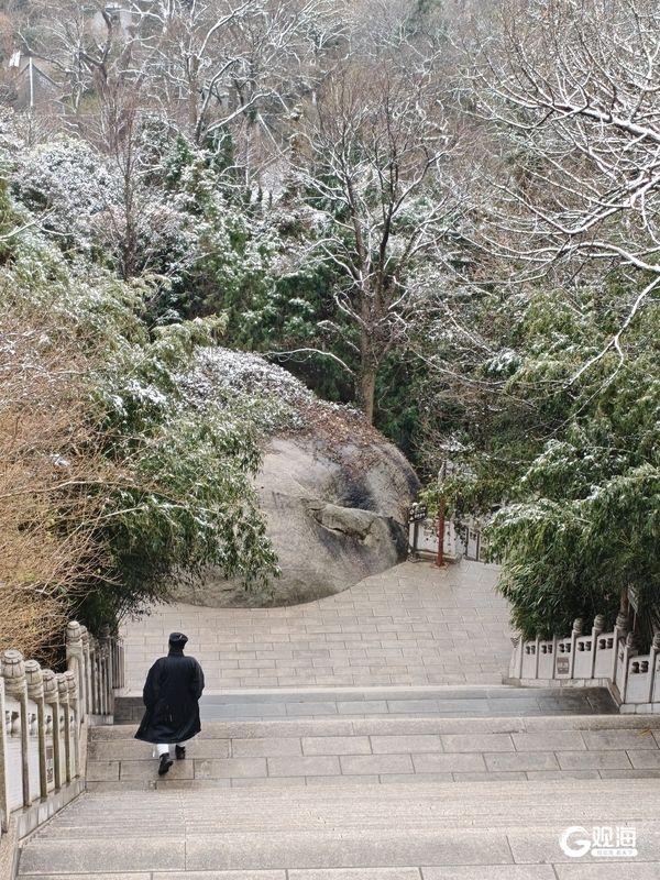 雪后崂山上演冬日浪漫