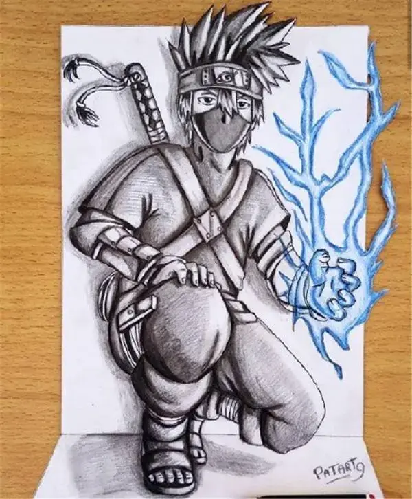 火影：画师笔下的忍者立体画，带土气场完美展现，琳变成娇羞天使