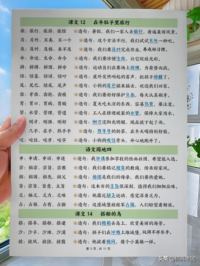 25秋三年级上册语文生字组词造句 · 二升三暑假晨读必备