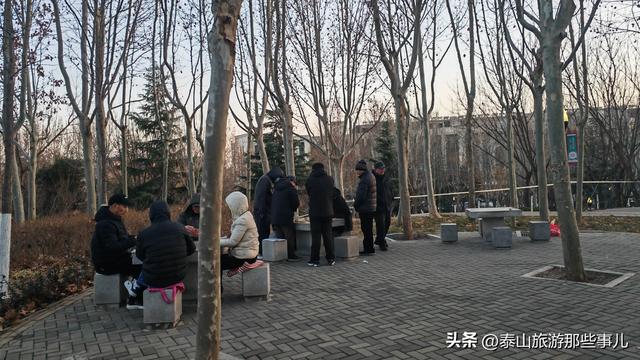 泰安：城东一个公园，冬季半池澄澈景美人少，距泰山红门仅2公里