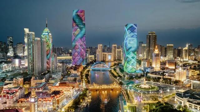 夜幕下的海河，绝美！