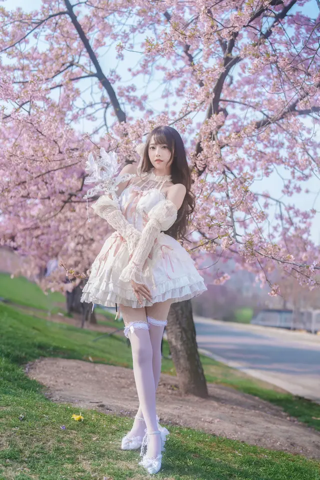 白丝洛丽塔少女樱花写真