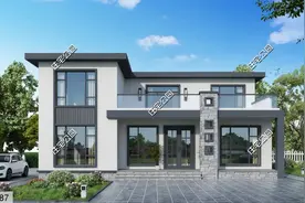 后墙不开窗，自建14×10米现代二层农村别墅，多卧室+大露台超实用图片