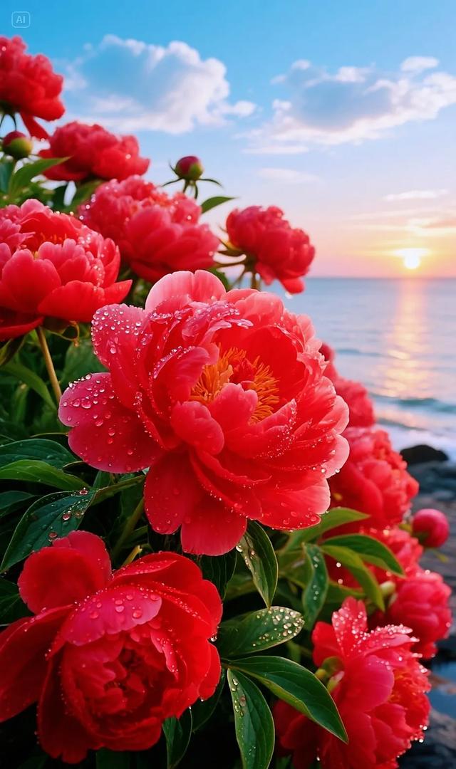 海上“牡丹花”融入海景，景致绝美，动人心弦
