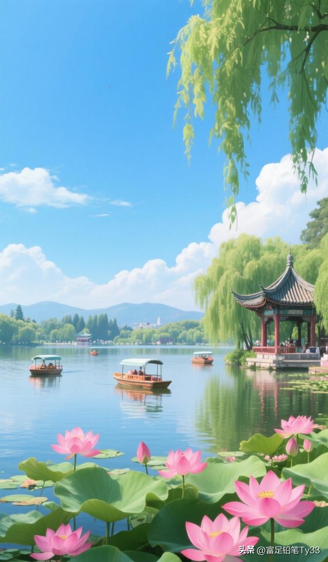 漫步湖畔赏粉荷，邂逅悠然夏日，尽享心旷神怡之美！