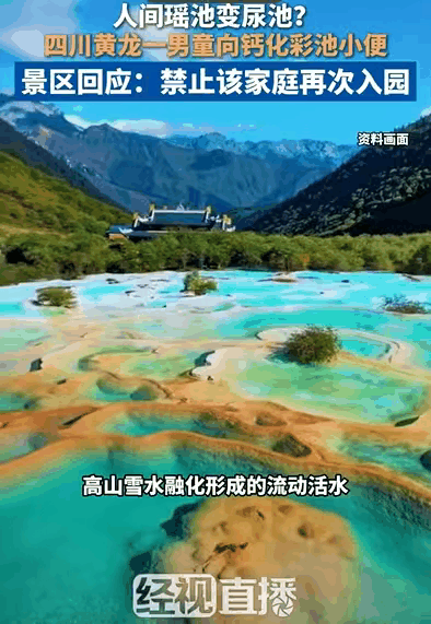 一泡尿“毁”了全家！男童尿进黄龙彩池，景区硬气通报：永久禁入