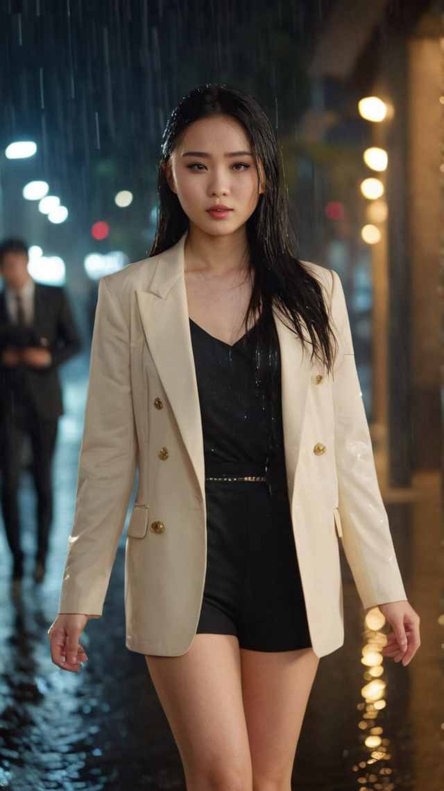美女写真——雨中的女孩