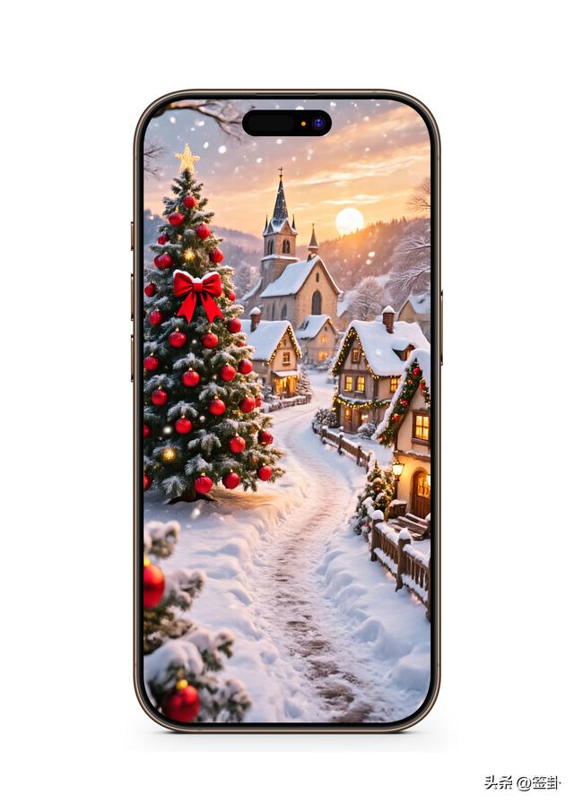 白雪皑皑的圣诞黄昏美景