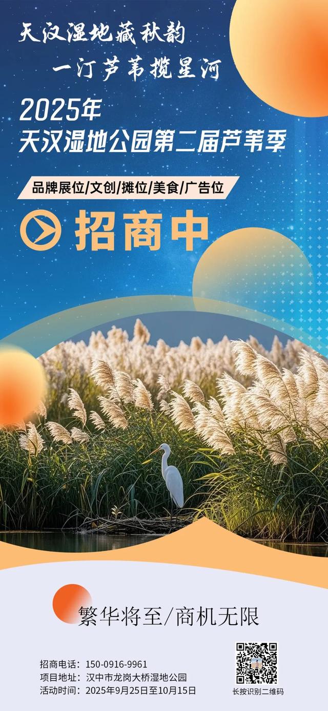 芦荻花开，伊人自来！天汉湿地公园第二届芦苇季即将开始→