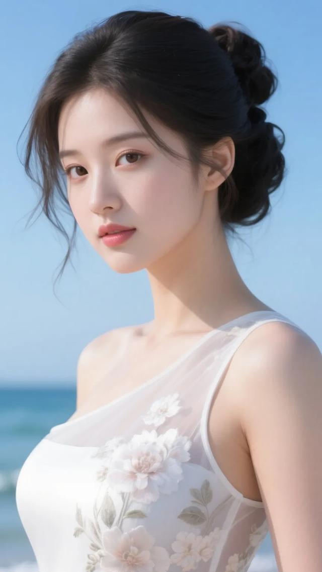 绝美海边！她的白裙微笑，秒治愈心！‖绝美高清壁纸图片