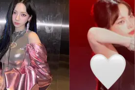 Karina服装又坏了！热舞到一半衣服侧边裂开，急用手遮险走光！图片