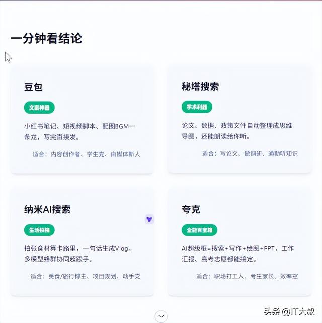 豆包、秘塔、纳米、夸克，四款AI搜索宝藏神器，你最中意哪一款？