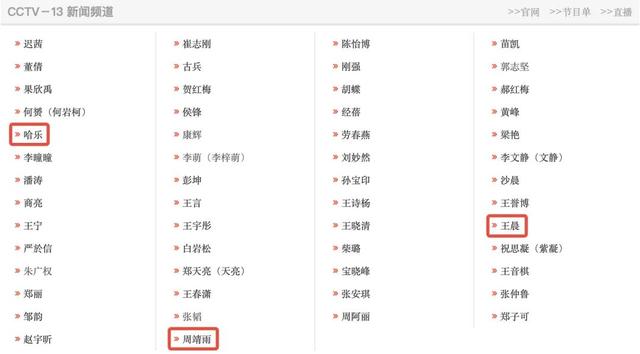 央视主持人名单，更新！看看都有谁