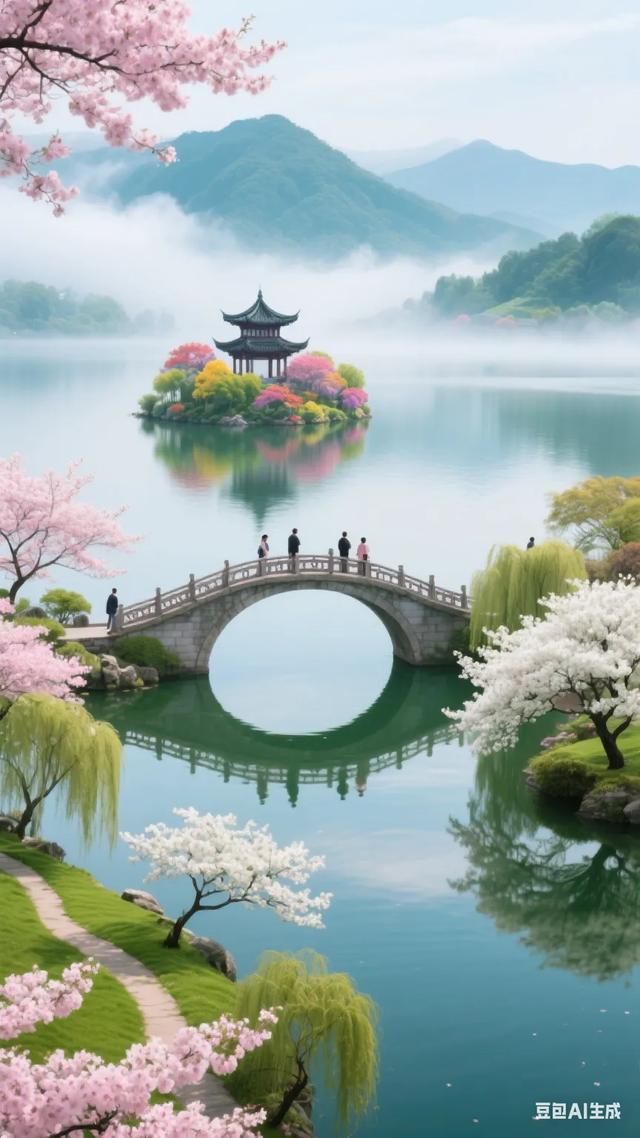 寻梦樱岛：湖畔仙境的粉樱绮梦