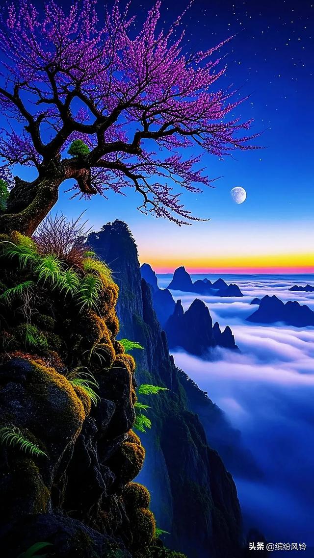 当月光吻醒云海，群山便成了仙境的注脚