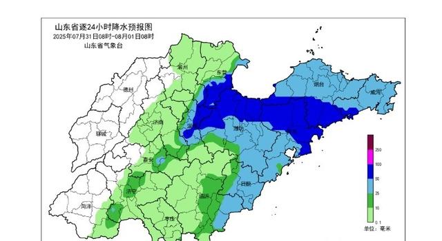 山东省！明天7月31号，新一轮降雨中心已定，大雨暴雨分布如下！