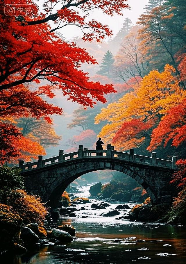 枫桥秋涧：雾里的红叶仙境