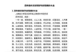 四年级作文好词好句好段摘抄大全，自行保存！图片