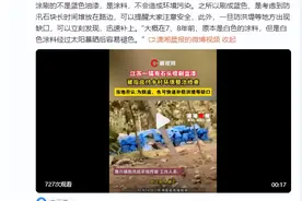 江苏一地为石头刷蓝漆被指应付检查，当地：防止被盗，该做法已有20年图片