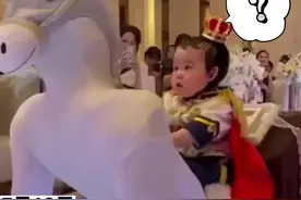婚礼上花童“骑马送戒指“，这就是传说中的白马王子叭~图片