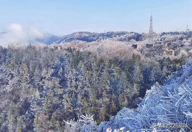鸡公山入冬成“冰雪仙境”！雾凇压枝、冰挂垂帘