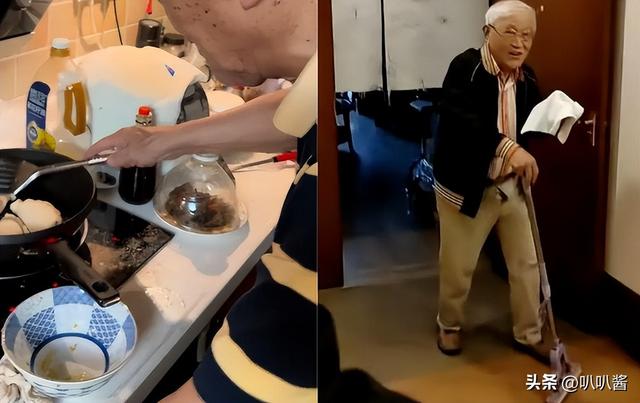 90岁牛犇近况曝光，做饭环境脏乱差，用塑料瓶保温菜、拖把当拐杖