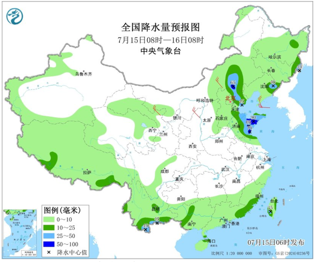 本轮降雨中心确定完成，分布如下地区，今天夜间~7月17号天气