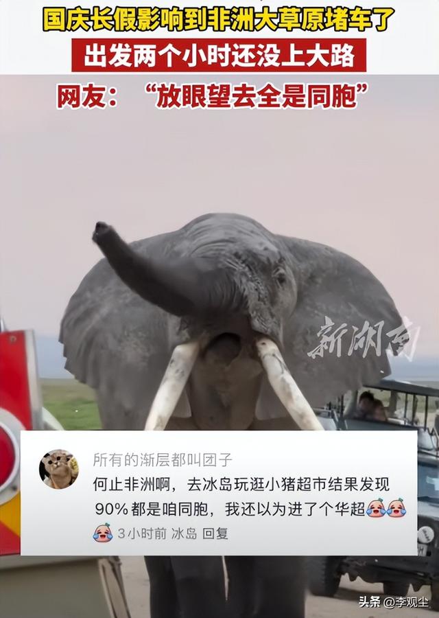 国庆3大名场面：国内景区人挤人，东非草原大堵车，电车卡在高速