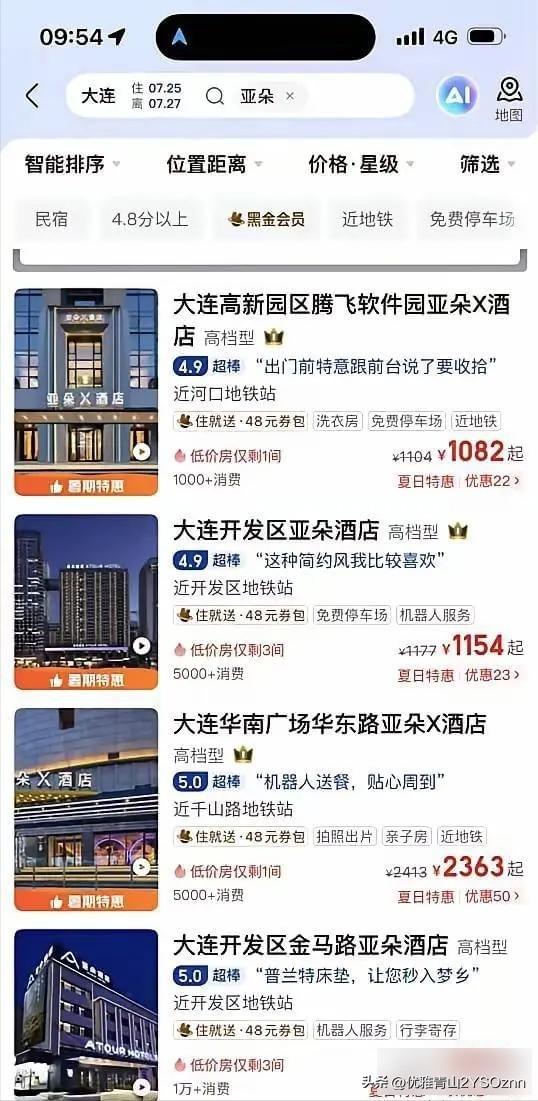大连的酒店令人心碎！全季、亚朵都2000，就连如家都达到800了