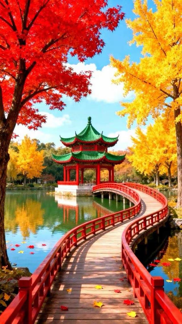 流水的澈澈声，在园林秋色里，谱写出一曲，古典与自然交松的乐章