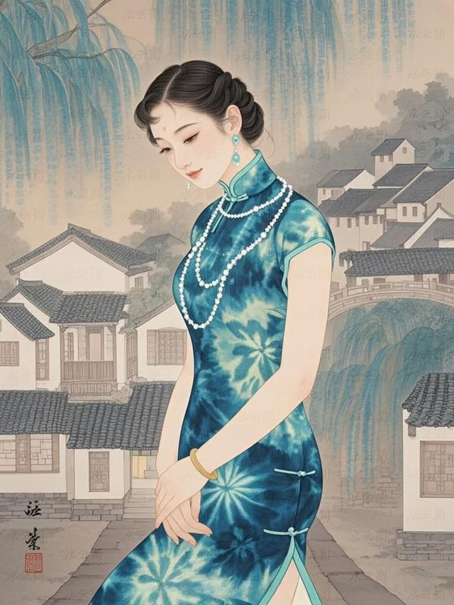 芳姿傲骨真绝色	，小家碧玉也温柔。美丽的旗袍小姐姐	。