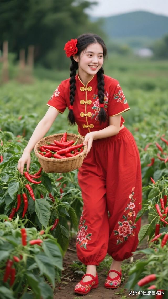 当我穿花衣回村，辣椒地秒变秀场！
