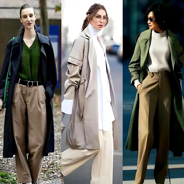 今年的“顶流”，是风衣+阔腿裤，穿对了洋气又好看！