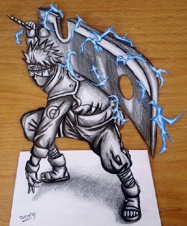 火影：画师笔下的忍者立体画，带土气场完美展现，琳变成娇羞天使