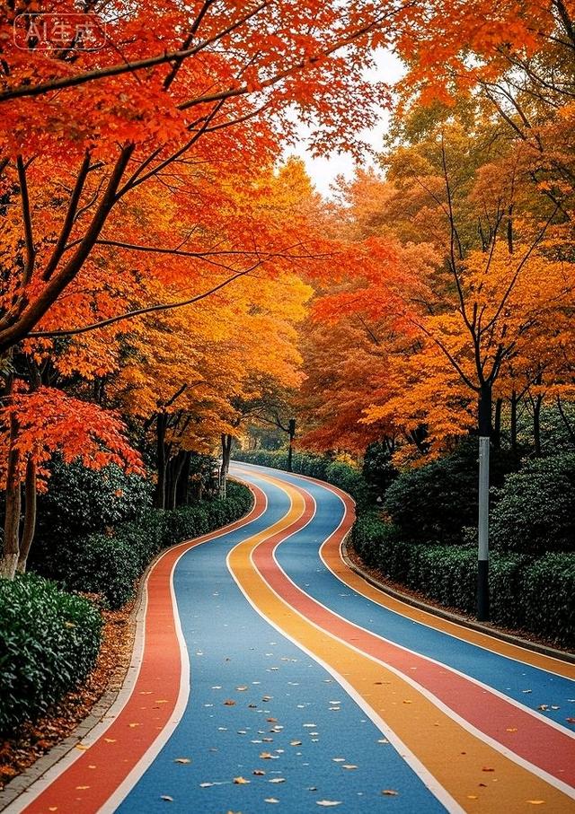 秋景公路：红叶彩道，美如画卷