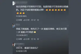 弟弟拿棍子挑衅姐姐被姐姐一顿教育，网友在评论区展开激烈的讨论图片