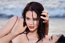 安妮骑马「没穿内衣」辣露马甲线！沙滩紧贴洋脸帅哥身份竟是他图片