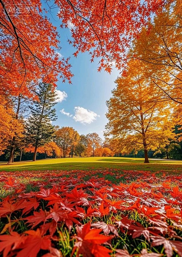 彩叶落满青坪，风都染了秋的颜色