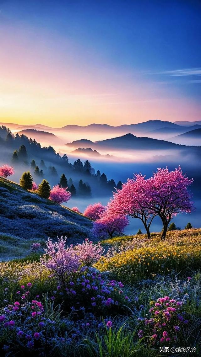 雾是山的软缎，一层叠着一层